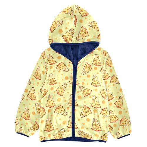 Cheese Toddler Fleece Jacket Baby Boys Hooded Zipper Long Sleeve Thick Warm Outerwear 3-10 Years