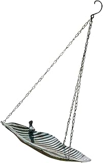 Vintage Leaf-Shaped Metal Bird Feeder Tray for Backyard Garden Use | Easy to Install and Reusable, Outdoor Hanging Tray Style, Attracts Birds, Metal Holder for Garden Settings