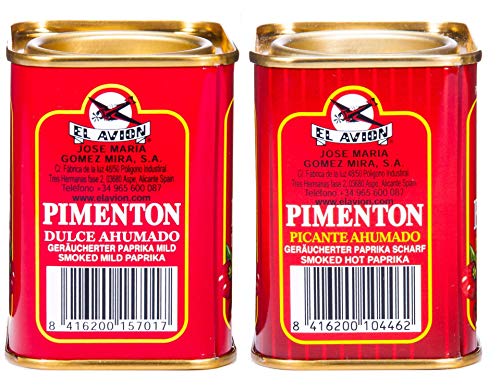 El Avion - 2er Set Pimenton Picante Ahumado - Scharfes und süßes geräuchertes Paprikapulver (2 x 75 g)
