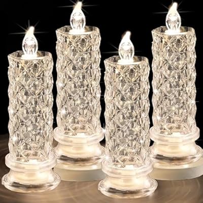 SupBri LED Candles, 4Pack Battery Operated Candles with Rose Light Halo, Romantic Flameless Pillar Candles for Valentines Proposal Anniversary Wedding Christmas Decorations(White, D 2.5" x H 7.2")