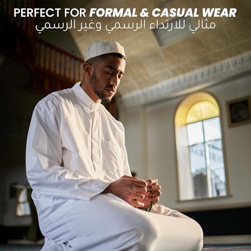 Choosey Saudi Arabic Thobe for Men - Breathable and Comfortable Full Lenght Kaftan Thobe, with Mandarin Collar, Long Sleeves, Front Chest Pocket and Side Pockets| جلابيات للشباب (White, XL)