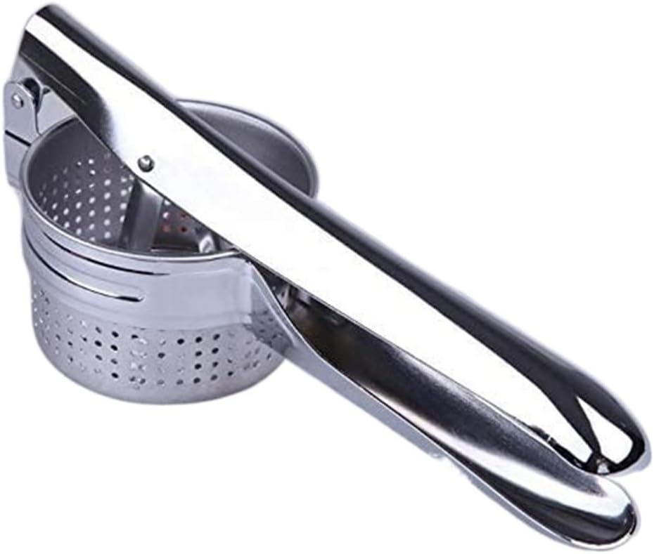 Garlic Press Garlic Press Potato Masher Potato Stainless Steel Puree Vegetable Fruit Press Maker Garlic Mincer Crusher (Silver 26.5 * 9.8 * 9cm)