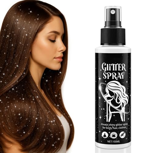Glitzerspray Silber Glitzer Spray Haare & Körper Glitzer Haarspray Gesicht & Kleidung Body Glitter Spray mit Ultrafeines Nebel Schnell Trockene Festival Accessoires für Halloween Fasching Birthday