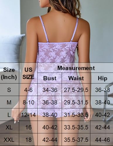 Image of Avidlove Sexy Pajama Set for Women Floral Lace Lingerie Set Sheer Sleepwear See Through Cami Shorts 2 Piece