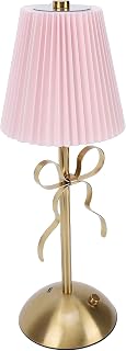 VBESTLIFE LED Bow Table Lamp, Romantic Cute Decor Rechargeable LED Fabric Shade Desk Lamp for Bedroom Living Room Guesthouse (Pink)