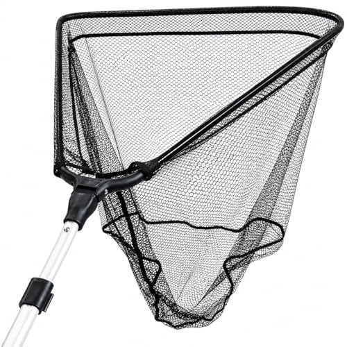 X2 Teleskopischer Gummi Kescher - 40x40x120cm - Ausziehbarer Unterfangkescher bis 120cm - Klappbares Netz - Angelurlaub Kescher