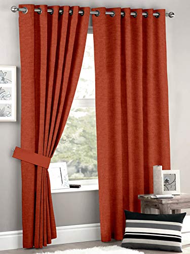 HOMEC Primitive Blackout Curtains for Bedroom/Living Room Energy Saving Window Curtains - Set of 2 Curtains (52 x 60 Inch, Rust)