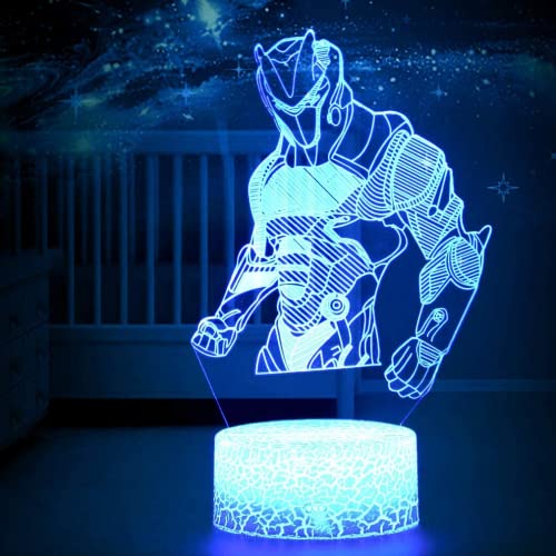3D LED Lampe mit Motiven aus festungslampe, 3d illusion lampe Stimmungslampe, Battle Royale, mit 7 Farben Farbwechsel, Acryl, Stereo Illusion Tischlampe Crack Omega