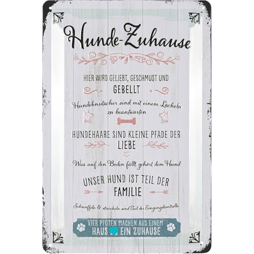 LANOLU Retro Blechschild Hunderegeln, Hundeschilder, Blechschild Hund, Deko Garten Hund, Geschenke für Frauen Hundeliebhaber, Hunde Geschenke für Besitzer, 20x30cm