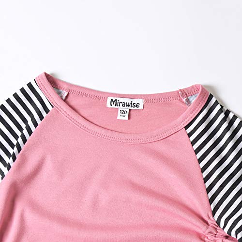 Image of Mirawise Girls Casual Long Short Shirts Tunic Tops Tee Shirt T-Shirts Side Tie Blouse 4-13 Years