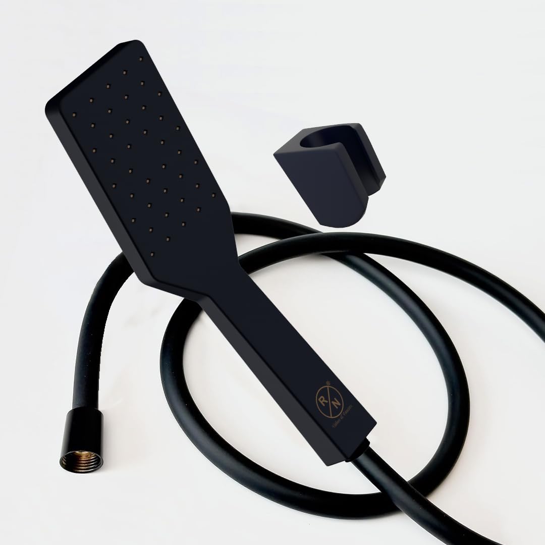 RN SS Black Hand Shower Set for Bathroom with 1.5 mtr Shower Hose & Holder, Silicon Nozzle Single Flow_6933-image-16
