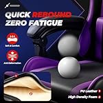 Auto Dynasty Ergonomic Gaming Chair, High-Back Office Chair w/Adjustable Lumbar Support, Linkage Armrest, Headrest & Footrest, 350LBS Recliner Swivel Computer Game Racing Chair, Purple/Black - Image 4