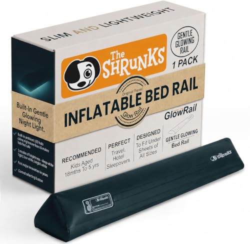 Travel Bed Rail – Inflatable Bed Bumper for Safe Sleep & Fall Protection | Fits Twin, Full, Queen & King Beds | Non-Slip Base | Built-In Gentle Glowing Night Light | Portable Travel Bed Rail | 1-Pack
