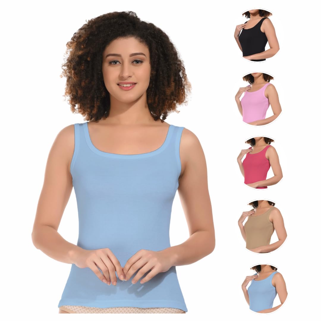 BODYMIST Solid Square Neck Sleeveless Casual Ribbed Regular Cotton Tank Top for Women | Tops for Women | Tops for Jeans for Women | Korean Tops for Women-picture-32