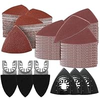 156 Multitool Schleifplatte für Delta-Schleifer, 3 finger sanding pad holder und 3 Dreieck-Schleifscheiben, 150 Blatt Schleifpapier, inklusive 60/80 /120/180/ 240er Körnung
