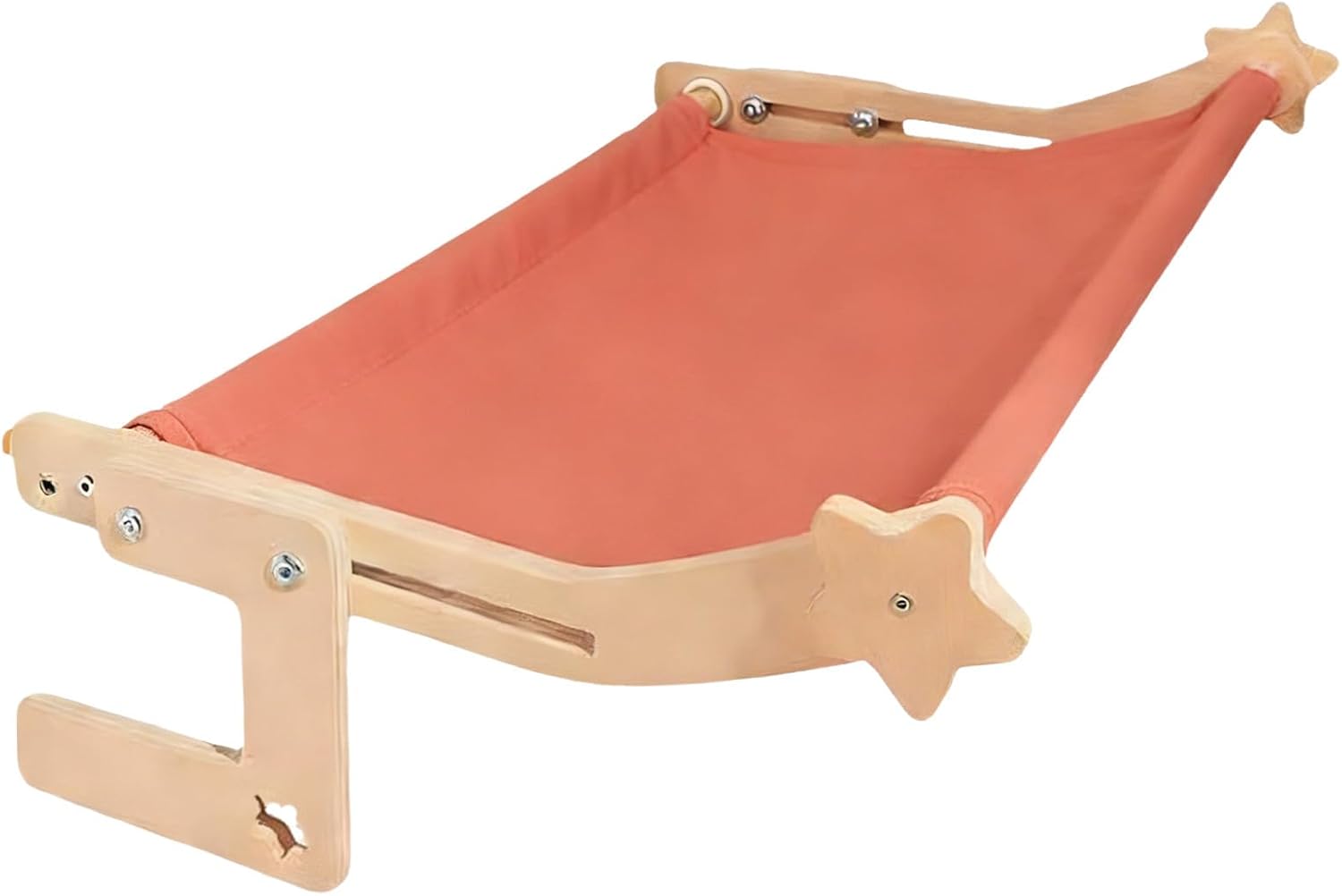 S Size Cat Hammock, Solid Wood Frame Cat Bed, No Drill Design Cat Window Perch, Adjustable Width Kitten Shelf, 15.7 X 11.8 X 7.9 in