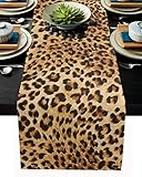 Leopard Print Table Runner-Cotton linen-Long 72 inche Cheetah Print Dresser Scarves,Animal Tablerunn