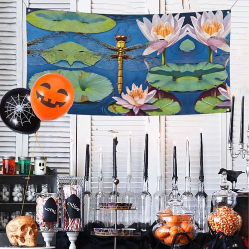 MINDBBDFJ Dragonfly Painting Print Banners And Signs For Outdoor/Indoor,Personalized Banner Customizable Parties Halloween Banner (180x90cm)2