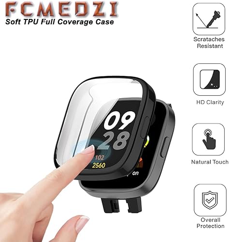 Miniatura 2 de FCMEDZI Fundas y correa compatibles con Xiaomi Redmi Watch 3, protector de pantalla, accesorios de reloj inteligente, TPU suave, cobertura completa,