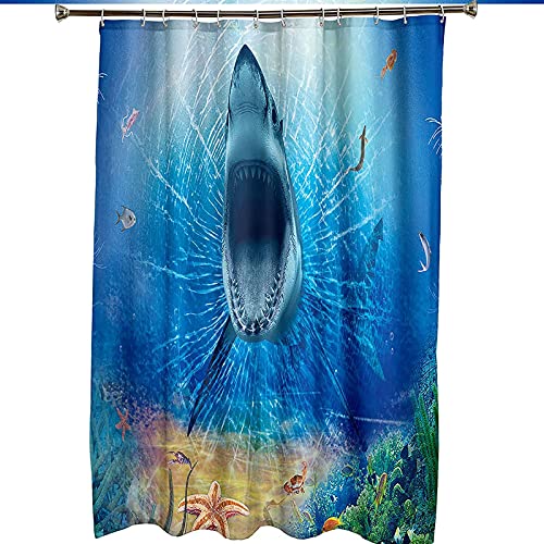 Rideau de douche sans moisissure KnSam 165x200cm polyester lavable motif requin - 7