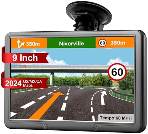 GPS Navigation for Car Truck Navigator - Navigation System 9 Inch Touchscreen, 2024 US/CA/MX Offline Maps Lifetime Free Update, Voice Guidance, Speed Cam Warning, Vehicle RV GPS para carros Trucker