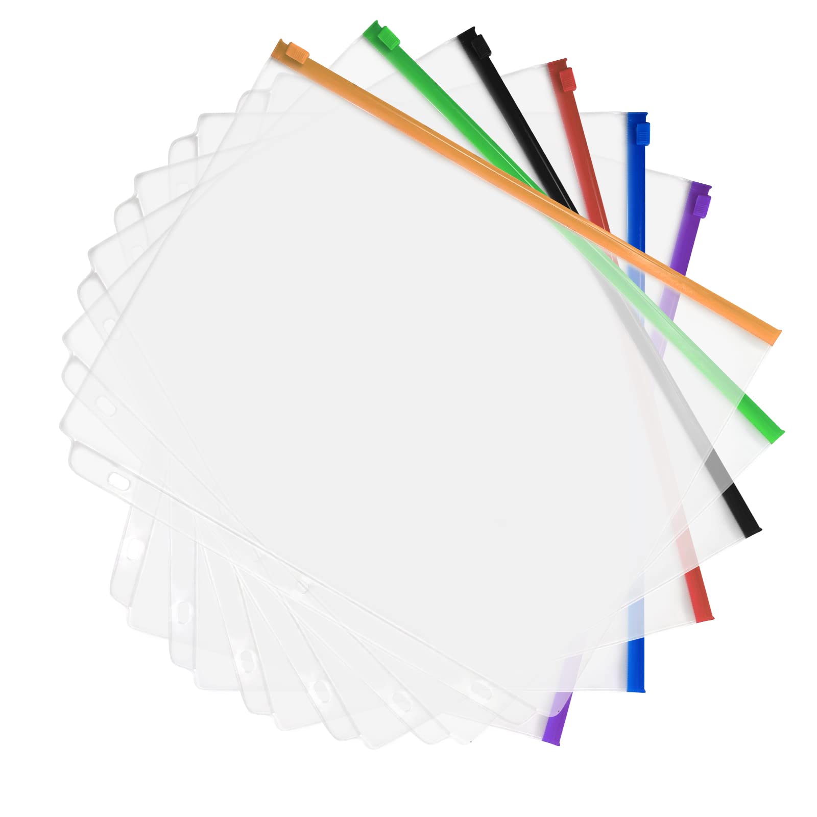 YoeeJob 30 sztuk kieszeni do segregatora na 3 pierścienie, 3 otwory, plastikowe, przezroczyste, na zamek błyskawiczny, do biura, szkoły, do organizowania plików (rozmiar litery)