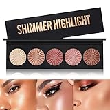 Reddhoon NEW Highlighter Powder Palette, 5 Colors Highlighter Baked Powder Facial Bronzers Illuminat