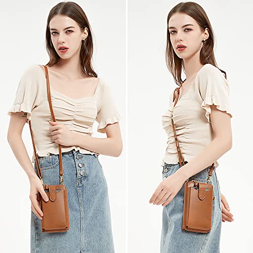 Image of Peacocktion RFID Crossbody Wallet Purse for Women Small Travel Cell Phone Purses Trendy Vegan Leather Bags with Card Slots