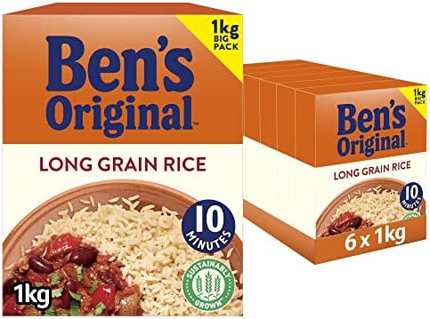 BEN'S ORIGINAL Long Grain Rice, Bulk Multipack 6 x 1kg boxes (Total 6kg)