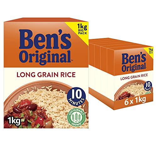 BEN'S ORIGINAL Long Grain Rice, Bulk Multipack 6 x 1kg boxes (Total 6kg)
