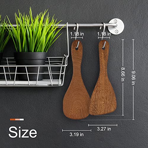 Pamiso 2 Pcs Rice Paddle, Natural Wood Rice Spoon Paddle Kitchen Spatula Potato Server, 8 Inch #TOP1