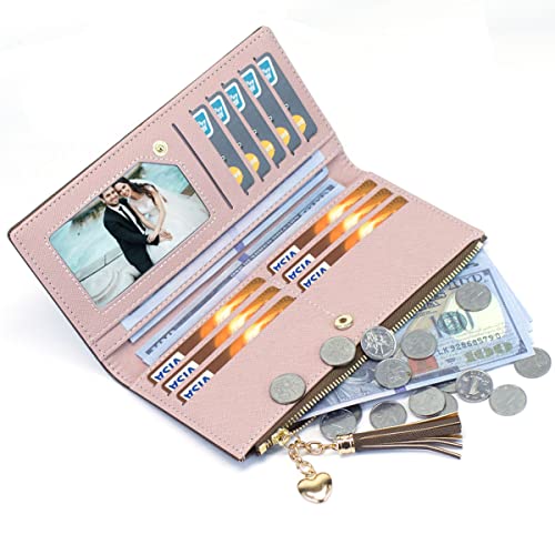 Womens Wallet Cute Elegant Long Slim Card Holder Case Minimalist Coin Purse Thin Tassels Zip Clutch Wallets for Girls Ladies