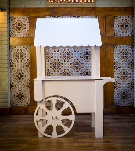 Candy Cart Display With Wheels For Party - Food Cart For Business, Dessert Cart For Weddings Birthdays & Baby Showers - Gloss White, Eco Friendly, Sturdy & Reusable - 6 Feet Cake Stand. #TOP4