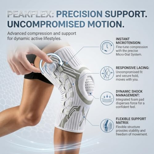Knee Sleeve, Adjustable Knee Brace with Micro-Adjustment Dial System, Anti-Slip Breathable, Comfortable Support, for Running, Workout, Unisex (Large(A pair)) - Image 4