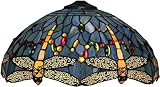 16 pulgadas azul libélula pantalla de la lámpara de reemplazo sólo, Tiffany vidrieras chimenea de la lámpara, la vendimia hecha a mano Accesorios Cubierta de luz apto para lámpara de mesa,A