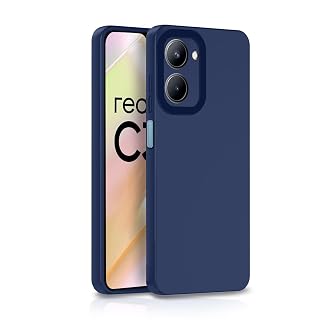Pikkme Realme C33 Back Cover Soft Matte Liquid Silicone TPU | Camera Protection | Shockproof Slim Back Case for Realme C33 (Blue)