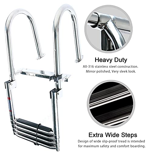 Escalera plegable para piscina y bote 4 pasos acero inoxidable miniatura 5