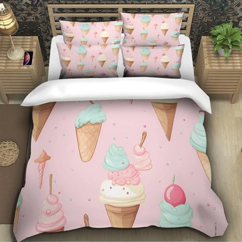 Parure de lit microfibre résistante 140x200 avec housse de couette glace 3D légère