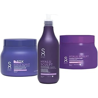 ensemble de sculpture rituel hyalu - masque capillaire shampooing et b-tox 500 ml &agrave; l'acide hyaluronique - soins hydratants intensifs pour cheveux secs - ensemble 3 pi&egrave;ces