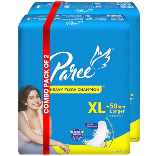 Paree Dry Comfort XL 80 Pads (Combo Pack) | Wider Back for Extra Coverage |Quick Absorption | Mild Fragrance|Heavy Flow Sanitary Pads for Women (B0BMGTSLYC) Amazon Price History, Amazon Price Tracker