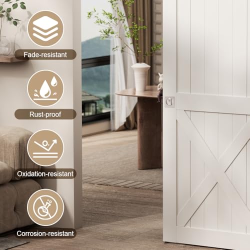 Cerradura para puerta corrediza de bolsillo Ejoyous con tirador lateral, aleación de zinc, indicación de privacidad rojo y verde, diseño empotrado para cocina, dormitorio y baño, acabado plateado miniatura 5
