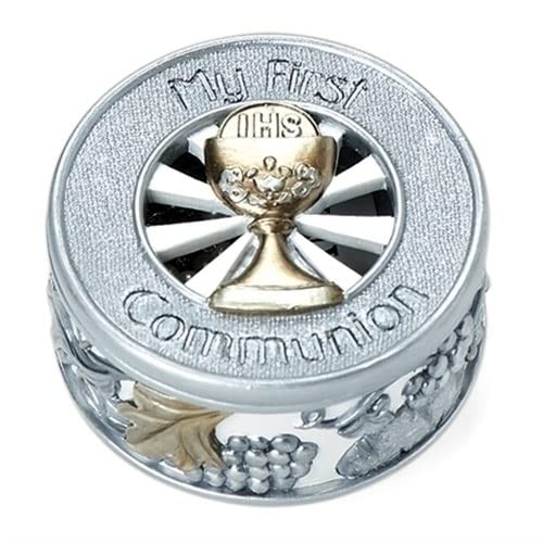 Joseph's Studio By Roman, Communion Collection, 1.5"H Silver/Gold Keepsake Box, Home Décor, Devout Gift, Prayerful Inspiration (4X2X4) #TOP14