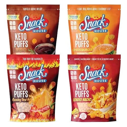 Snack House Keto Protein Puffs, Healthy Snacks With High Protein & Low Carb, Keto Diet Approved, Gluten, Grain & Soy Free Snack Food For Adults And Kids (Variety 4 Pack) #TOP23