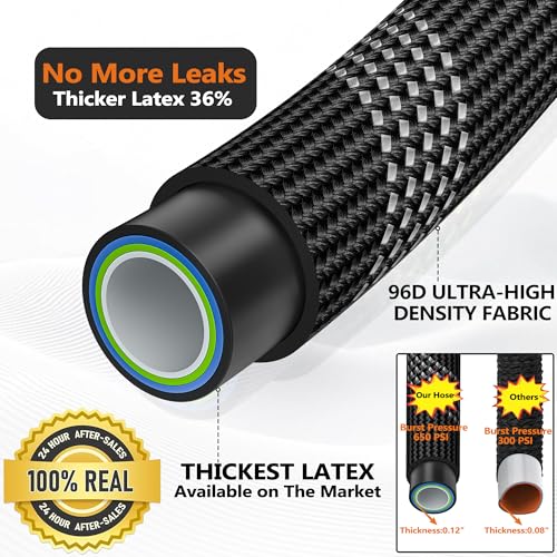 50 FT Non-Expandable Garden Hose, Lightweight Hose with 10 Function Spray Nozzle, Kink-Free Flexible Water Hose, Leak-Proof, 3/4'' Solid Connectors Garden Hose,Ultra Durable Garden Hoses by Syansela - Used condition - Image 3