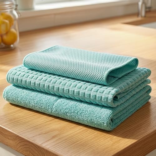 Image of Cutting EDGE 220 GSM Car & Bike Cleaning Combo Set of 3, Microfiber Cloth, Scrub Cloth & Drying Mat, Absorbent, Lint Free & Scratch Free for Car Cleaning (Light Green)