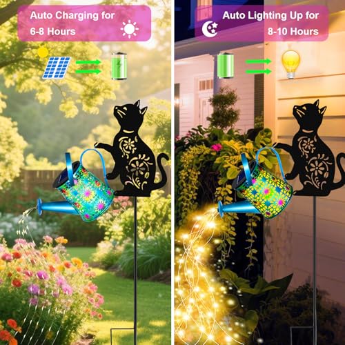 image for yulloyello Black Cat Solar Watering Can Lights, Birthday Gifts for Wom