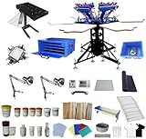 6 Color Full Set Screen Printing Kit 6 Color 6 Station Screen Printing Machine Screen Platen Rotating Screen Printing Press