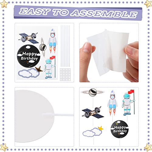 49 Pieces Space Cake Topper Astronaut Figurines Gold Silver Foam Pearl Balls Cake Topper Star Planet Rocket Cloud Cupcake Toppers For Baby Shower Outer Space Themed Birthday Party Cake Decorations #TOP2