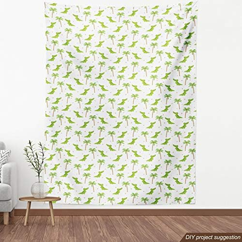 Lunarable Alligator Fabric by The Yard, Cartoon Crocodiles with Tropic Palm Trees Design Composition, Decorative Fabric for Upholstery and Home Accents, 1 Yard, Lime Green — view 3