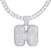 Metaltree98 24" Tennis Chain A - Z Initial Bubble Letter Silver Plated Iced CZ Pendant 24" Necklace
